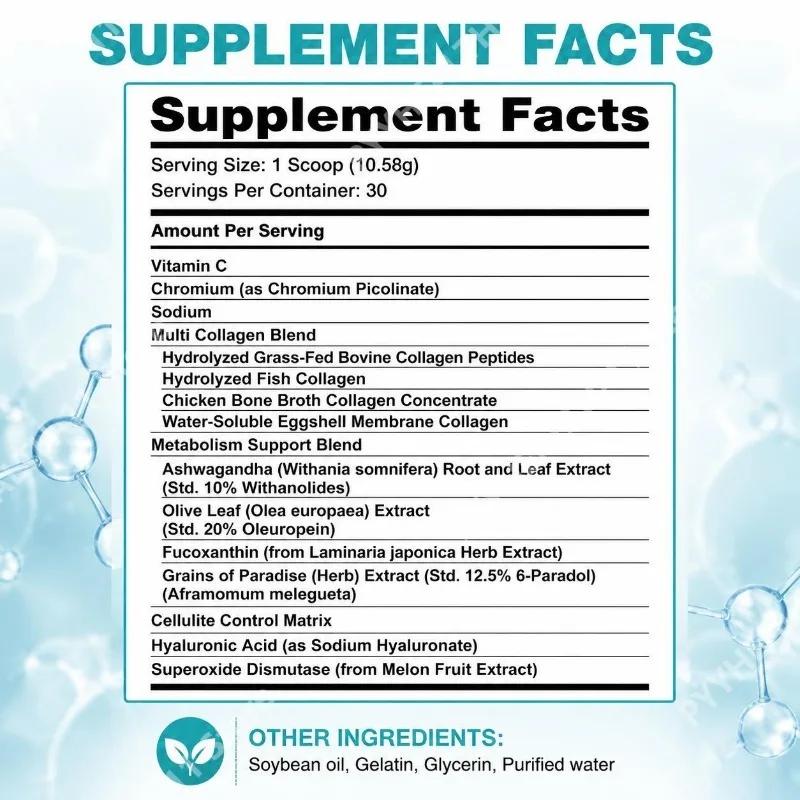 Collagen with Burn Powder for Reducing Visible Cellulite and Supporting Metabolism, Plus Vitamin C - 30 Servings
