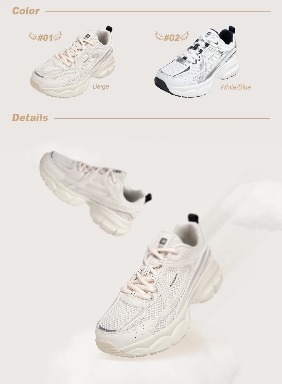 Baasploa Damen-Laufschuhe, modisch, leicht, aus Mesh, rutschfest, Jogging-Sneaker, für Damen, atmungsaktiv, bunt, Freizeitschuhe – Detail 4