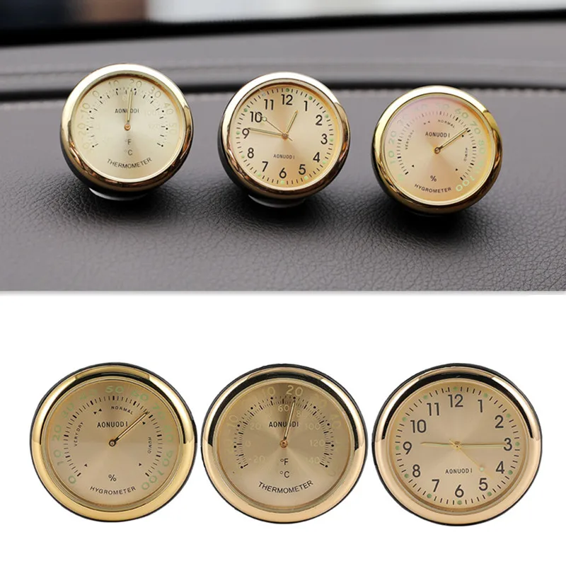 

Detachable Car Dashboard Luminous Clock 3 In 1 Thermometer Hygrometer Mini Watch Auto Interior Ornament In-Car Decor Accessories