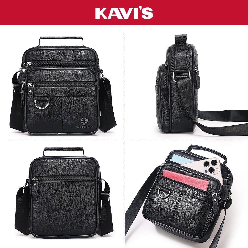 

Genuine Leather Crossbody Handbag Fashion Small Men Shoulder Bag Multi Compartment, Adjustable Strap Sling Totes for Outdoors