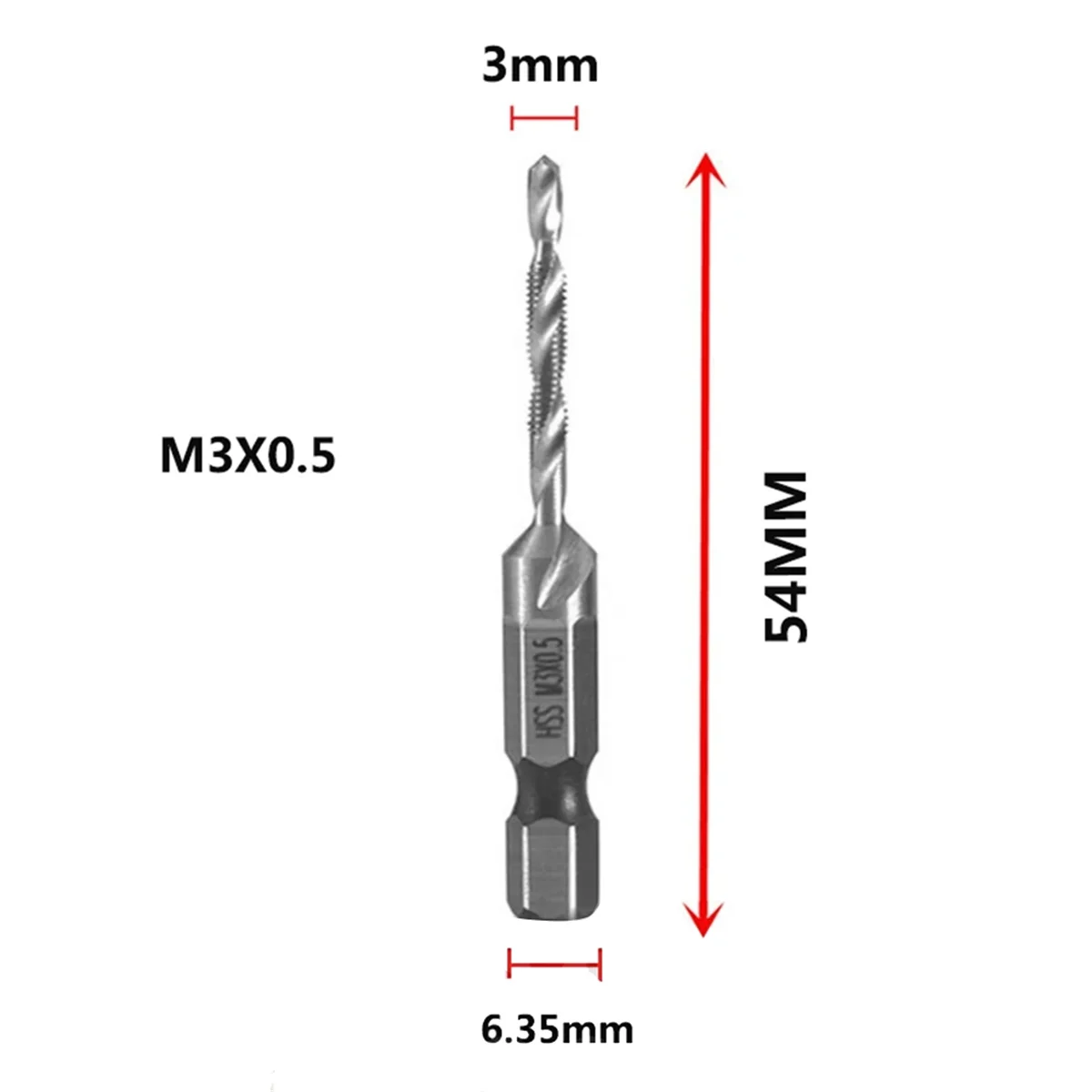 M3X0.5mm High-Speed Steel 4341 Titanium Plated Composite Tap Drill and Tap Integrated Machine Tap Open and Chamfer Tool