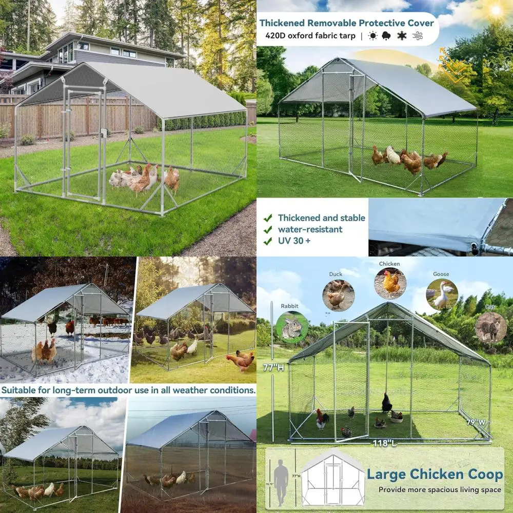 

Прочный металлический курятник с устойчивой к ржавчине сталью и водонепроницаемой крышкой с защитой от ультрафиолета, просторная клетка для птицы для крупных цыплят