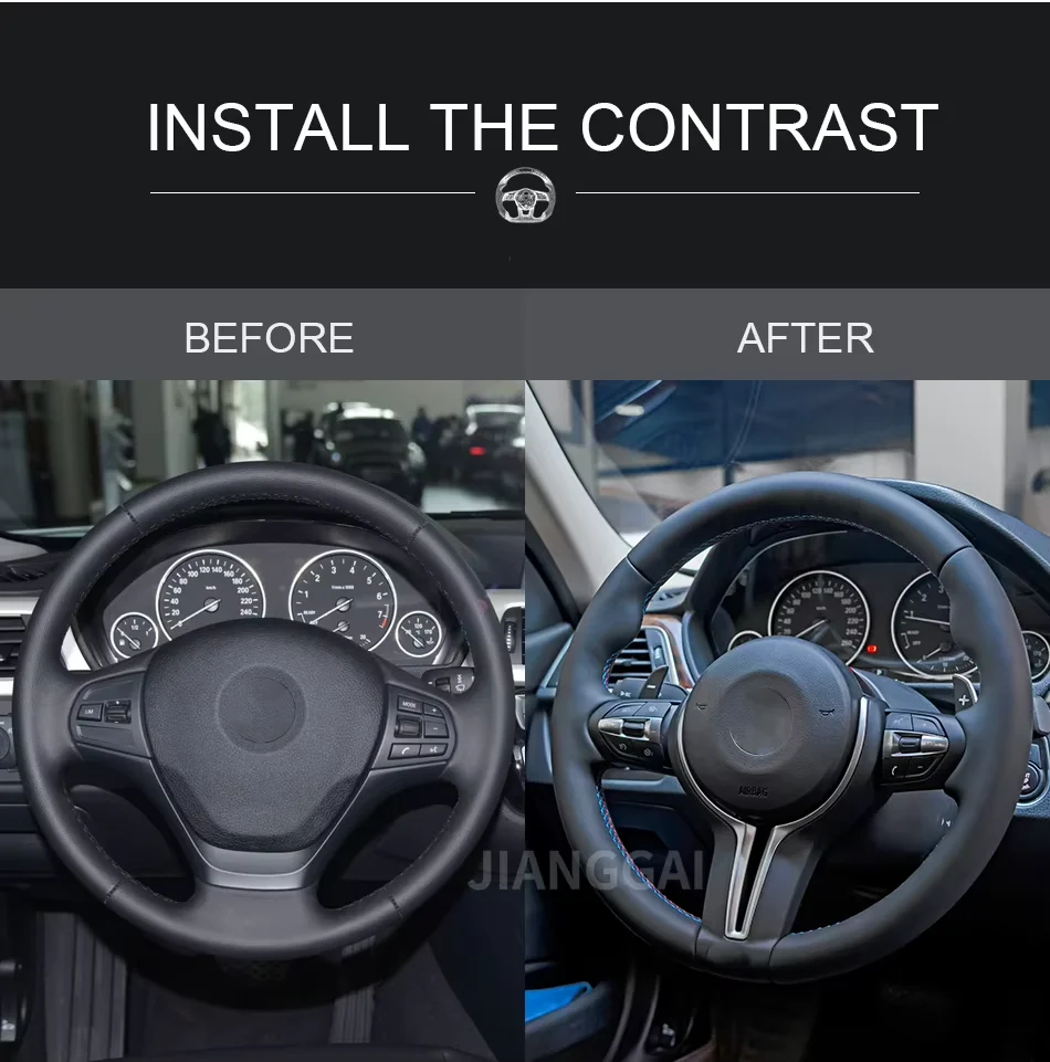Volante de cuero para coche, accesorio para BMW M X3 X4 X5 M3 M5 F01 F02 F06 F07 F10 F11 F12 F14 F15 F16 F22 F30 F31 F32