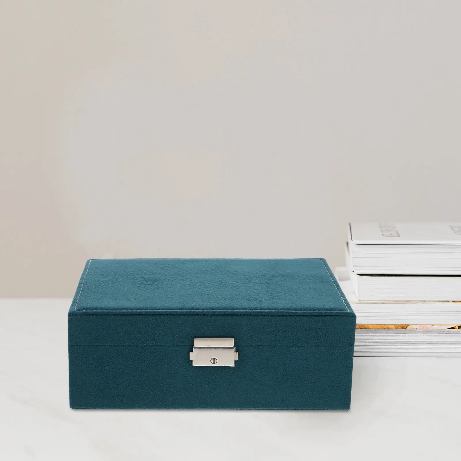 Vintage Jewelry Box Lockable Double Layer Large Capacity Organizer Case for Necklaces Watches Earrings Travel Storage