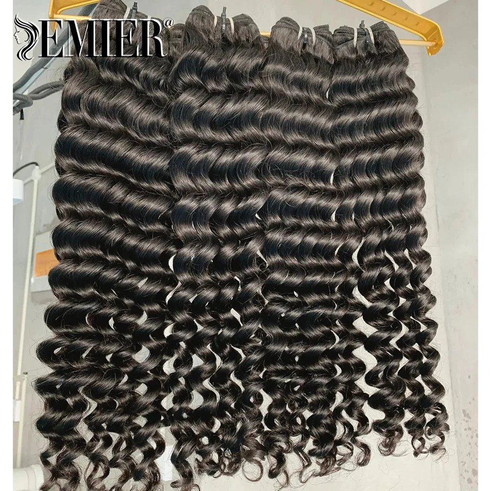 Brazilian Deep Wave Double Drawn Hair Bundles 10"-26" Natural Color 1pc / 3pc Lot Full End Virgin Human Hair Weave