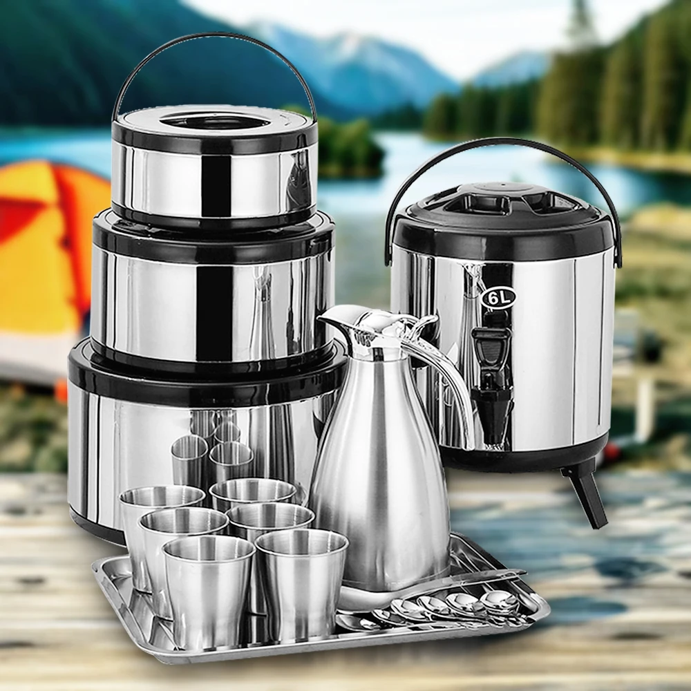 

Portable Luxury 19pcs Camping Tableware Set Kitchen Accessories Including Mug Kettle Cookware Cup Storage for Outdoor Camping
