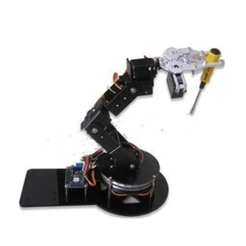 Metal, robot arm 6 degrees of freedom, with chassis, compatible with Arduino experimental teaching platform