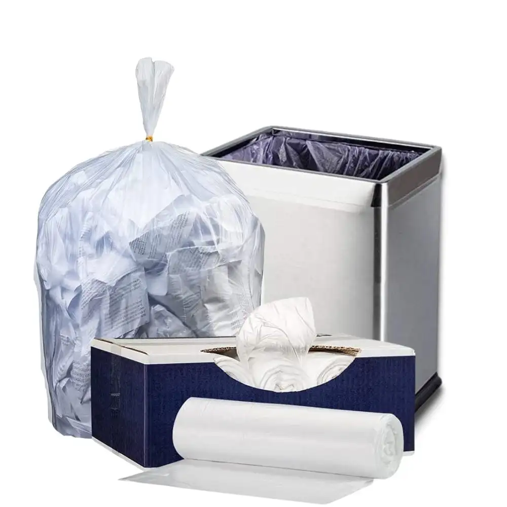 

Small Kitchen 6 Gallon Clear Trash Bags, 20"x22" Bathroom Office Garbage Bags, 100 Count Durable garbage bag