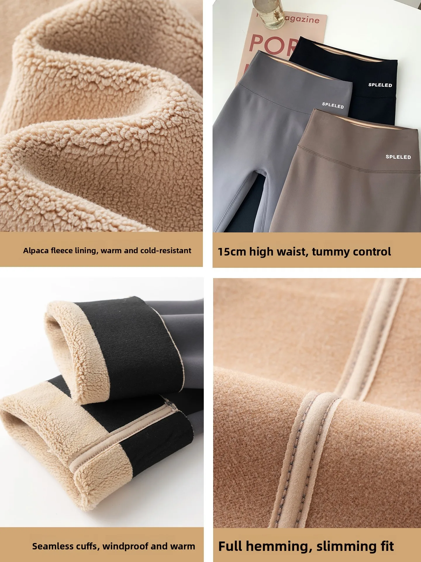 Cintura alta thiened fce calças de yoga das mulheres outono inverno arca calças apertadas camada base calças casuais calças compridas