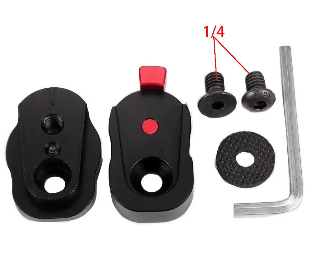 Sistema de placa de liberación rápida en miniatura de 1/4" para cualquier soporte de zapata, soporte de brazo mágico articulado o trípode, placa de tornillo de 1/4, 1/4-20