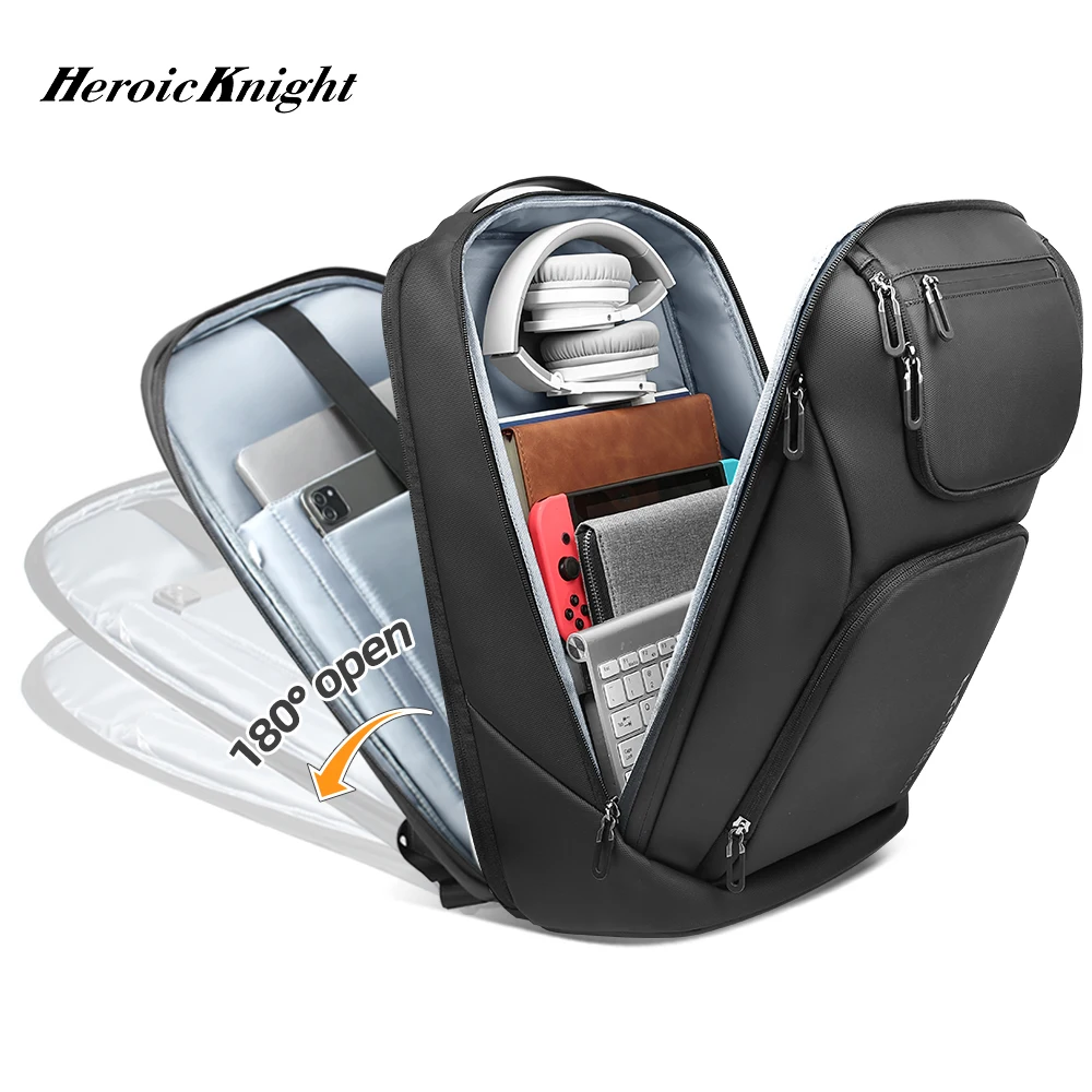 Heroic Knight Business 17 inch Laptop Backpack For Men Multifunctional Travel Spacious Backpacks High Capacity USB Charging Pack