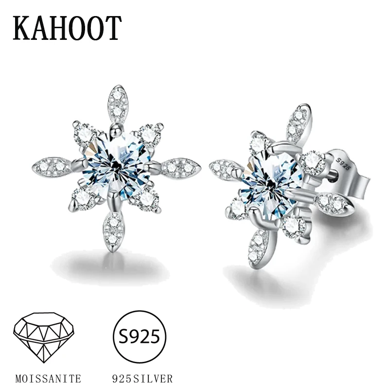 925 Sterling Silver 0.5 Carat Moissanite Big Snowflake Earrings Fashion Trend Design High-End Light Luxury Niche Lady Gift