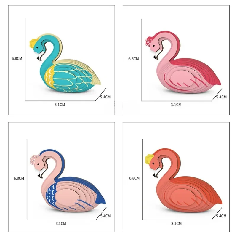 Rompecabezas de papel educativo de varios tamaños para niños, serie 3D Bird & Swan, bloques de animales pequeños, juguetes hechos a mano DIY, regalo de Navidad