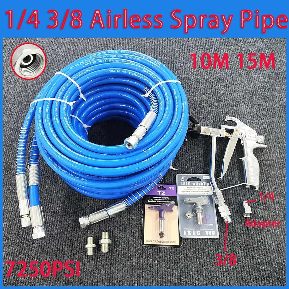 

Putty Airless Paint Spray Hose Kit Spray Gun 1/4 3/8 BSP High Pressure Double-Layer Fiber-Nylon Tube w/ 517 Tip and Tip Guard ﻿