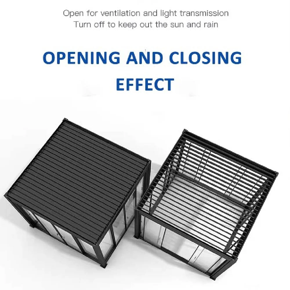 تخصيص مقاوم للماء ظلة الزجاج انزلاق العريشة في الهواء الطلق الألومنيوم بمحركات العريشة مع سقف بمحرك #5