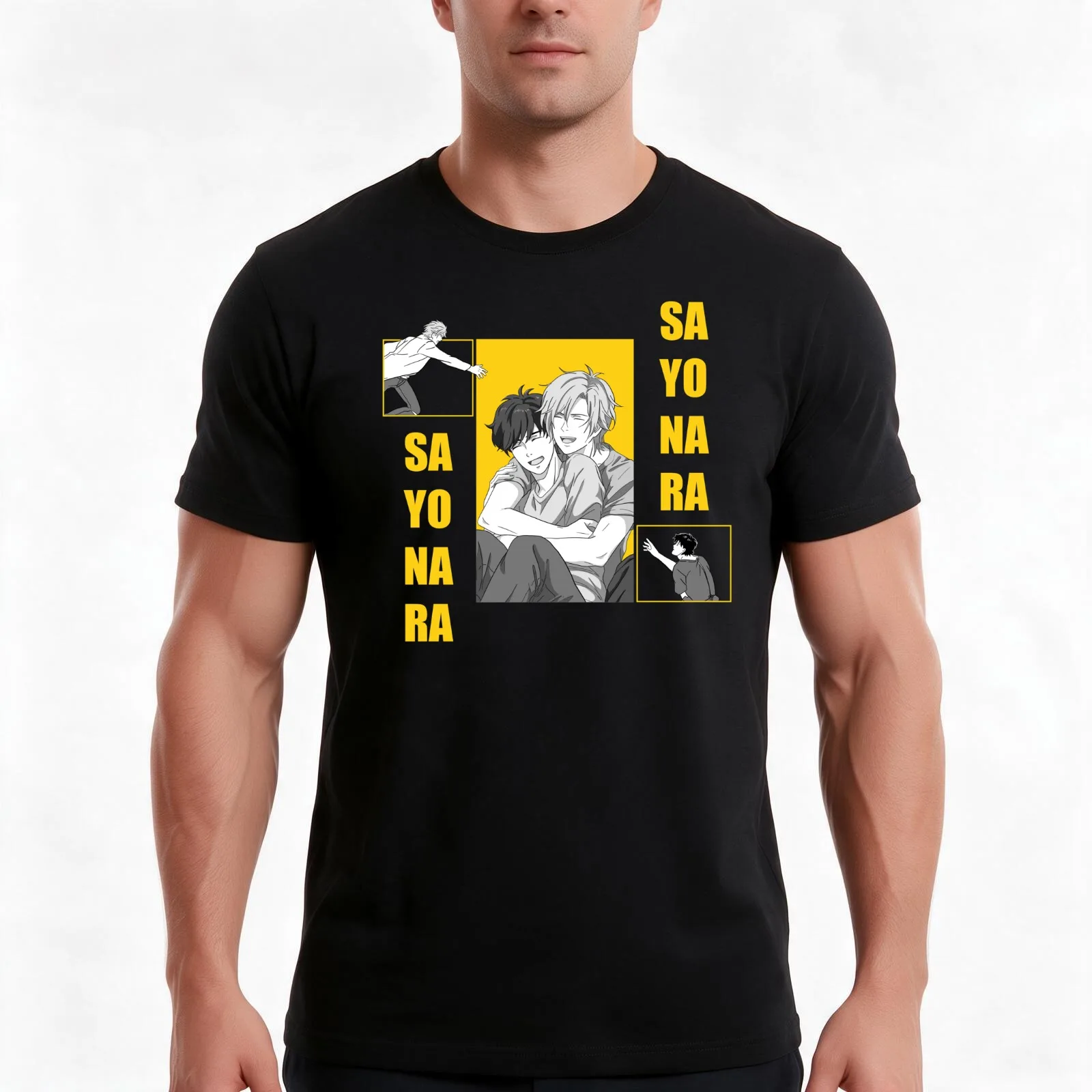Banana Fish Ash and eiji T-Shirt, Summer Casual Cotton Tee, Oversized Streetwear Tops, Vintage Graphic Print, Unisex Men Women
