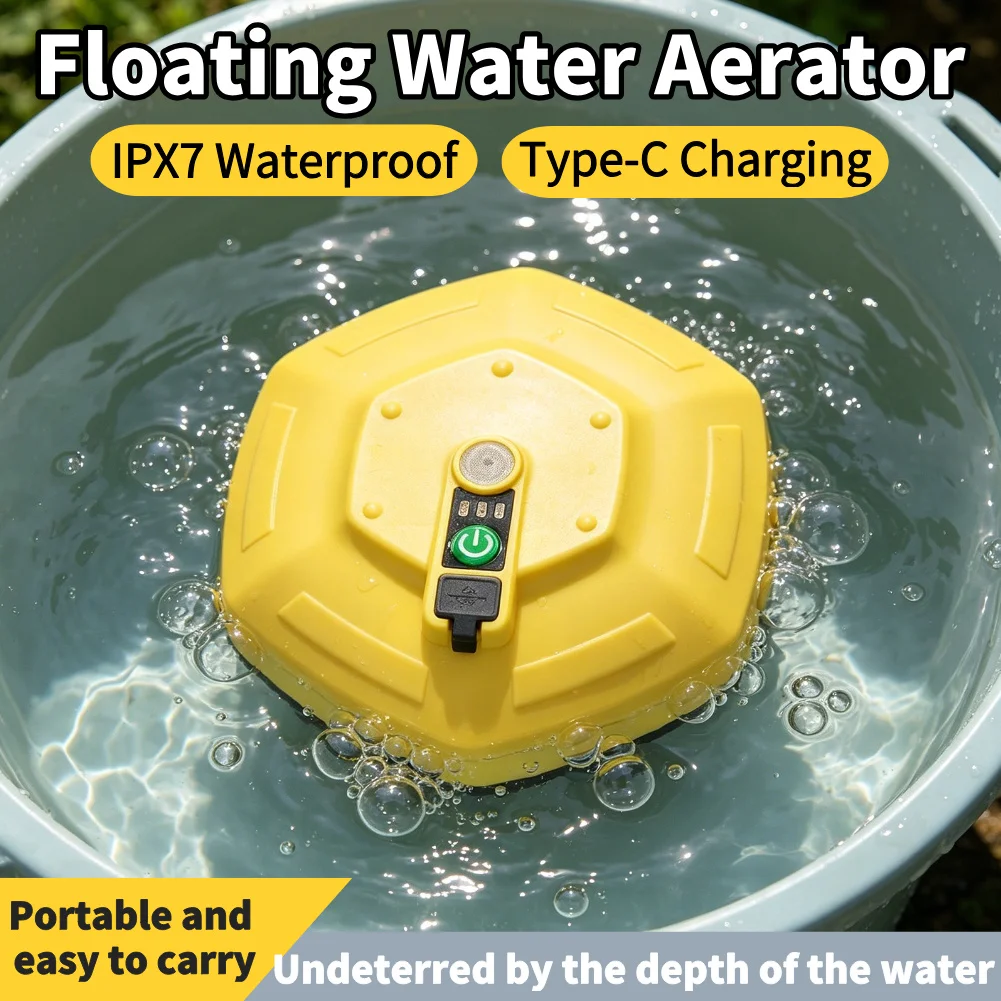 

Floating Fishing Bait Aerator IPX7 Waterproof Ultra Quiet Rechargeable Portable Oxygen Air Pump for Live Bait Buckets Aquarium