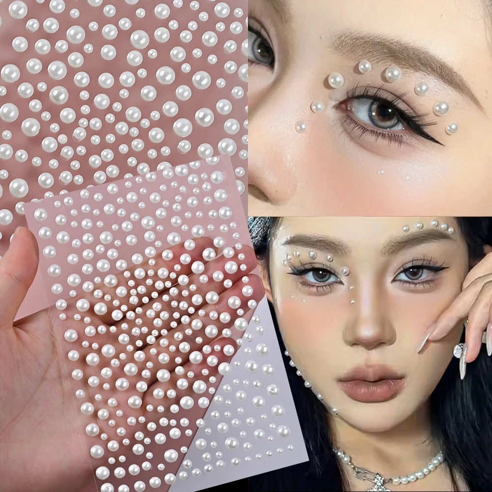 1 foglio viola dimensioni miste rotondo tatuaggio viso strass autoadesivo fiori di perle linee gemme per il viso ragazze decorazioni per il trucco fai da te