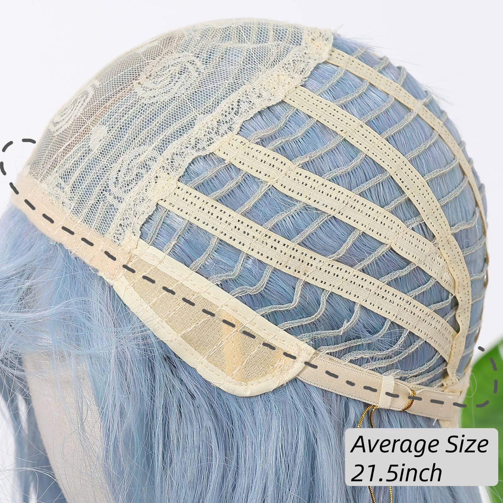 Allbell Magique Blue Hair Wig with Bangs Long Wavy Synthetic Wig Baby Blue Curly Wig for Women Daily Party Use Heat Resistant image 6
