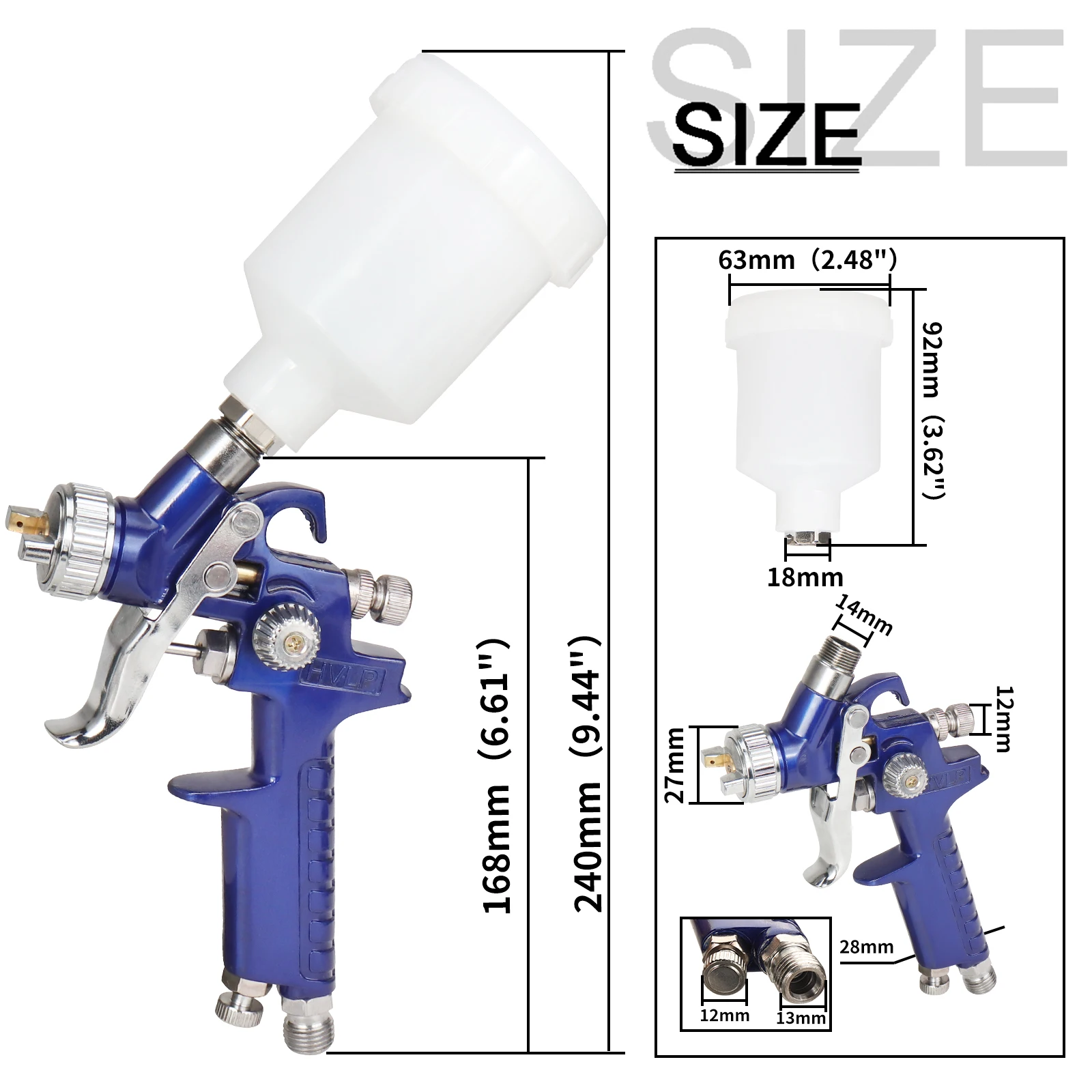 Imagem -02 - Mini Pistola de Pintura para Pintura Aerógrafo de Alta Atomização Mobília do Carro Pistola Pneumática de Aerógrafo 0.8 mm Bocal Hvlp