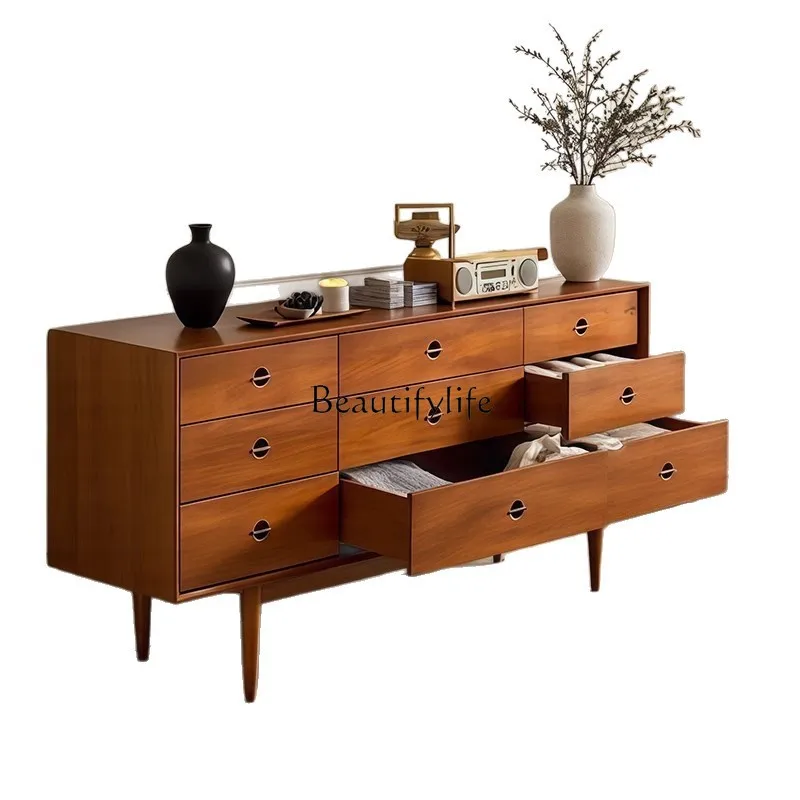 

*French retro dining side cabinet carved against the wall home storage, sofa back cabinet wabi sabi medium antique door cabinet