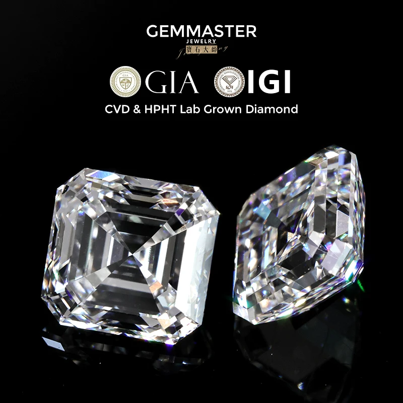 Asscher قطع مختبر نمت الماس GIA IGI شهادة 1ct 2ct 3ct الماس الاصطناعية بالجملة HPHT CVD مختبر حقيقي الماس VVS