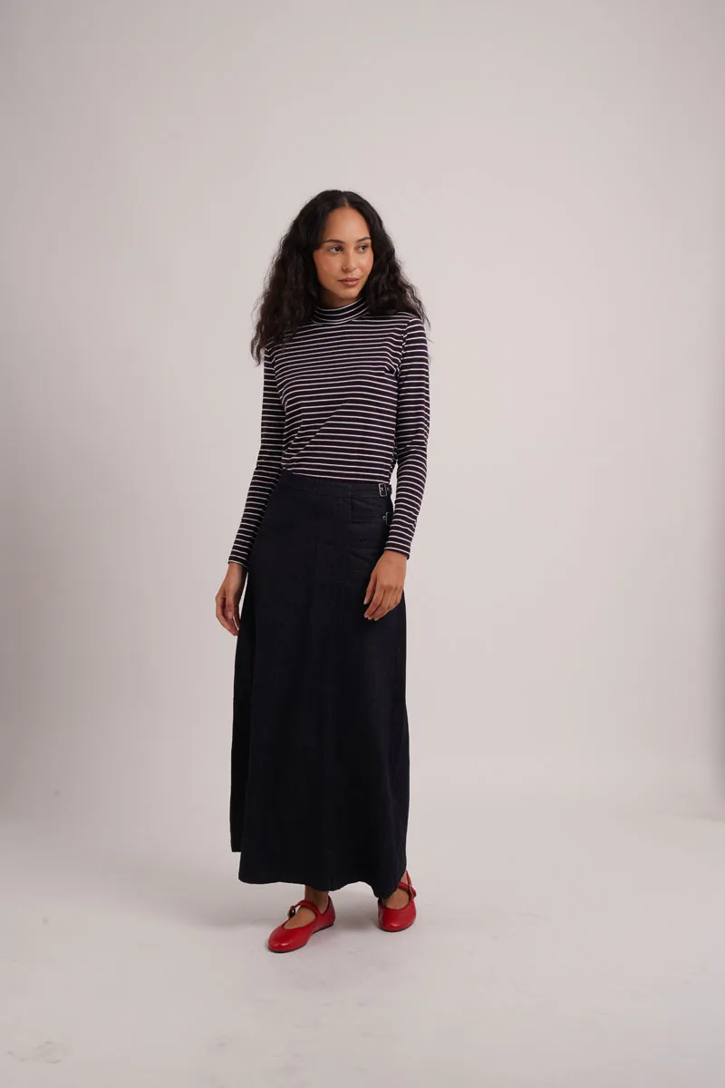 AS AW26 striped mockneck tops high stretch fabric fitted-closed design lady wear