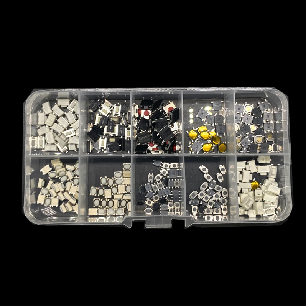 250pcs/box Micro Switch Assorted Push Button Tact Switches Reset 25Types Mini Leaf Switch SMD DIP 4*4 3*6 3*4 Diy Kit