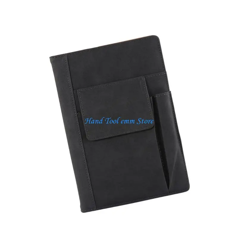 H37F Leather Notebook 100Pages Ribbon Bookmarks Travel Writing Journal Pocket Memopad