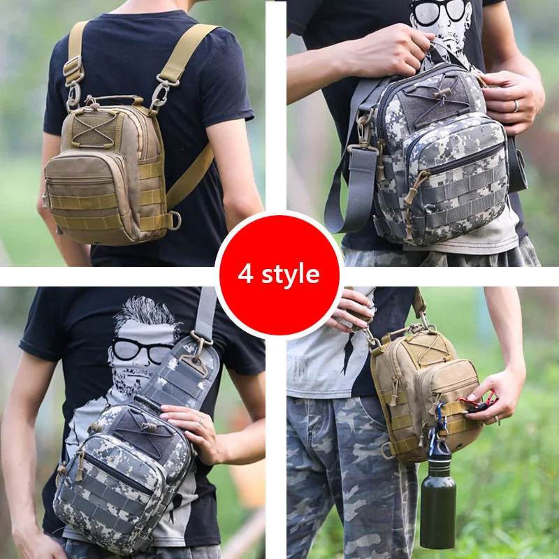 Men's Tactical Molle Crossbody Bag Waist Pack Waterproof Shoulder Bags Men Outdoor Sports Handbag Camping Chest Bag XA463WD