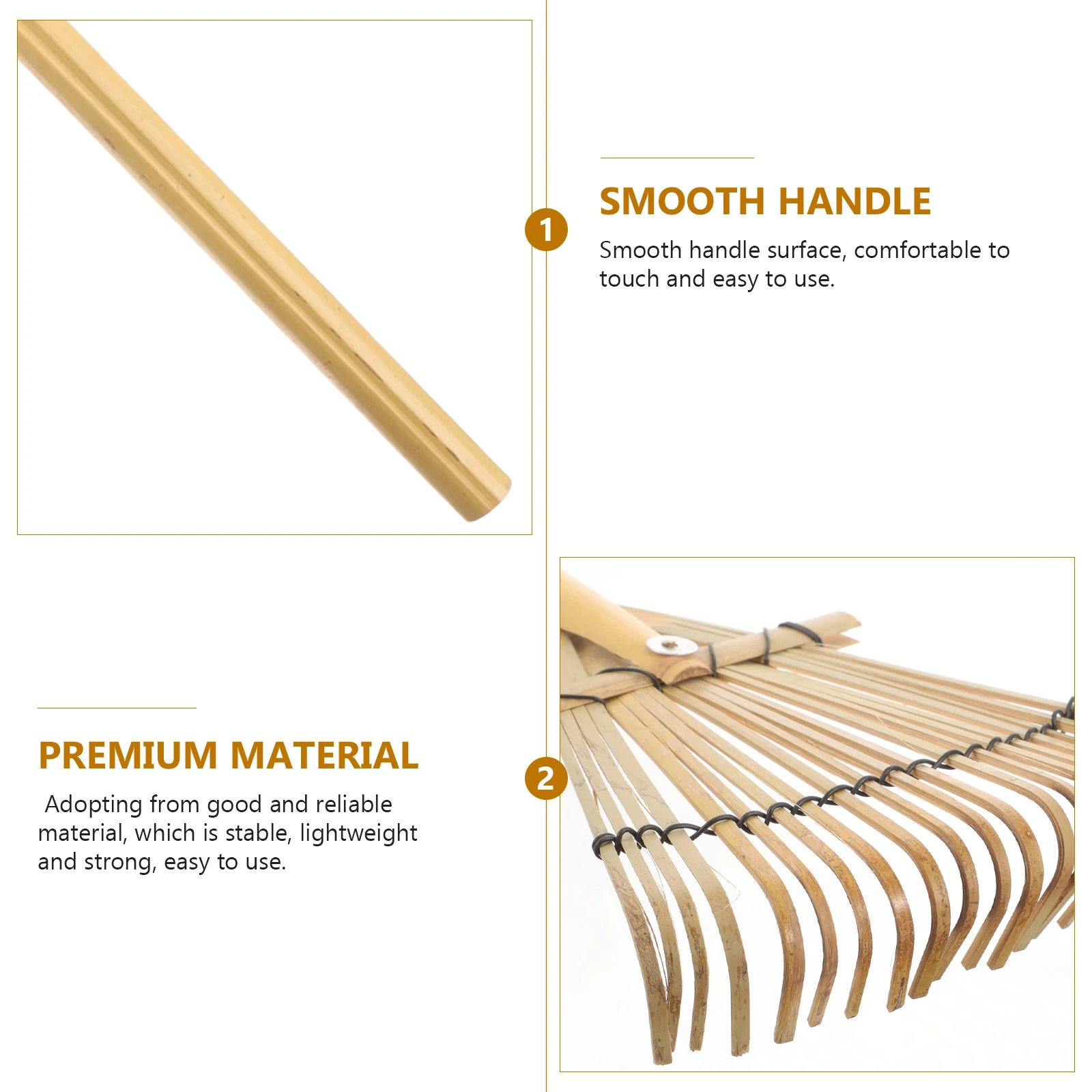

Garden Rakes Bamboo Hand Rake Lightweight Wood Handle Loosening Weeding Digging Tools Lawn Rake Gardening Accessories