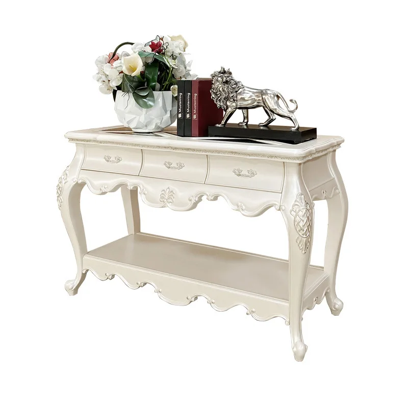 American solid wood entrance table white storage locker entrance table European living room sofa back few