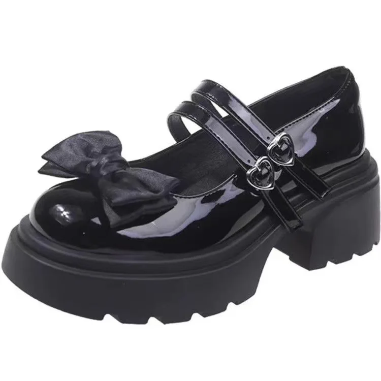 Zapatos Derby para mujer, zuecos planos negros con lazo, calzado femenino con plataforma y punta redonda, zapatillas informales de cuero con mariposa, Creeper de verano