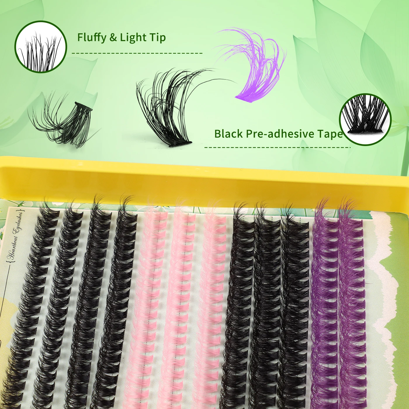 New Colored Lash Extension Kit 50P Eyelash Extension Cluster lashes 10-18mm Individual Eyelashes Extension Makeup for Christmas