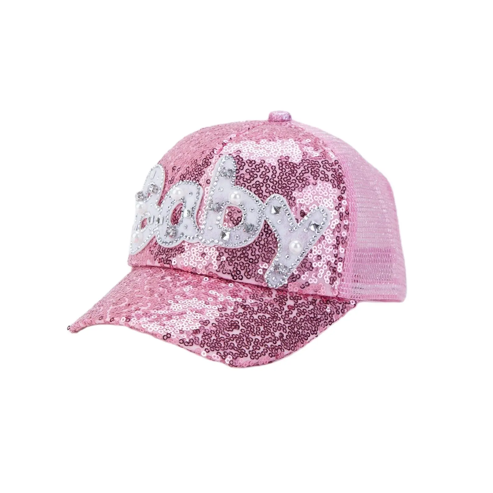 COKK Mesh Baseball Cap Kids Snapback Hats For Girls Boys Baby Big Yarn Bow Sequin Children Summer Hat Cap Sunhat Bone Outdoors