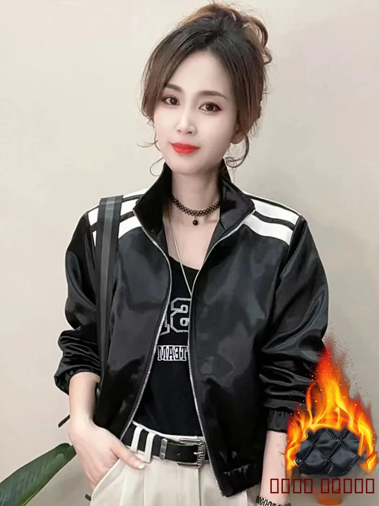 

Thiened Cotton Faionable Baseball Jaet Women's Winter New Sle Sli Cact Coat Top Ladies Premium ort Outerwear