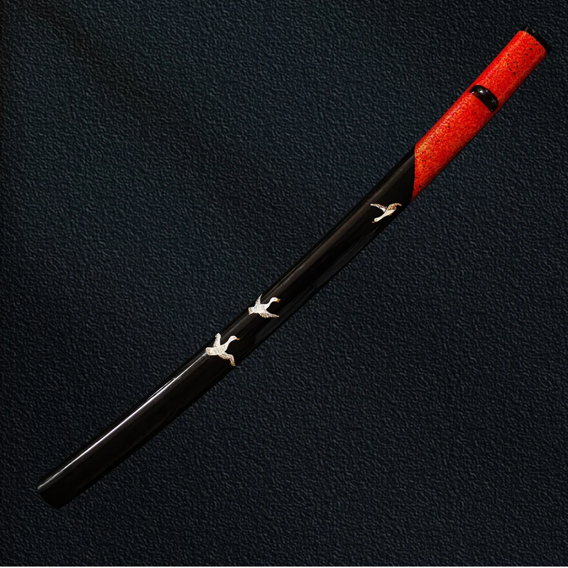 Wooden Saya-Japanese Sword Scabbard, Black Saya, Handmade-painting,Goose Theme Animal, Blade Sheath,Can Custom