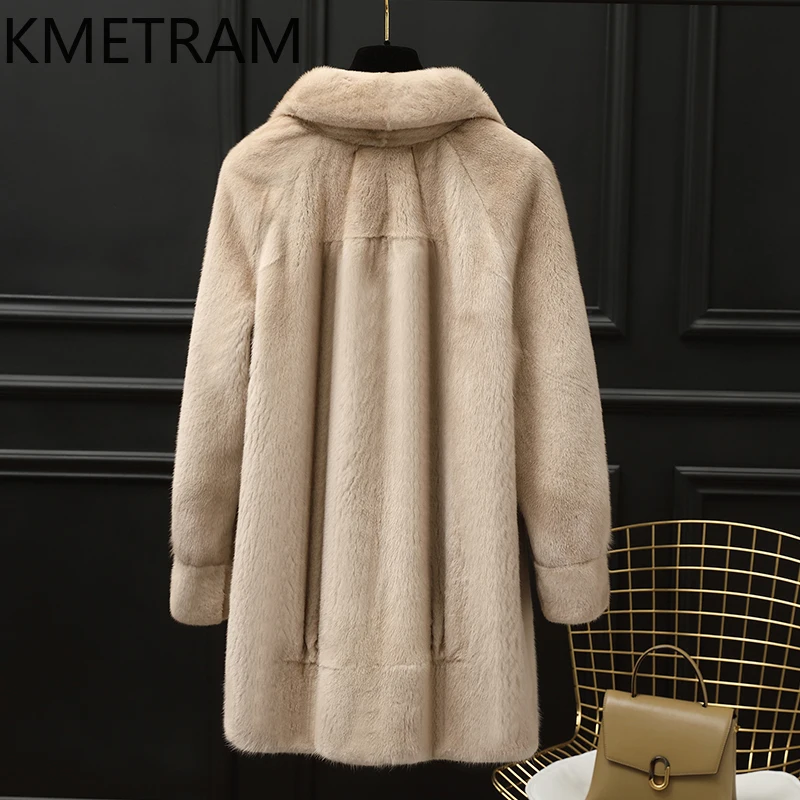 Real Fur Coat Women Winter Mid Length Mink Fur Jackets for Woman 2025 Fashion New in Outerwears Womans Clothing шуба женская