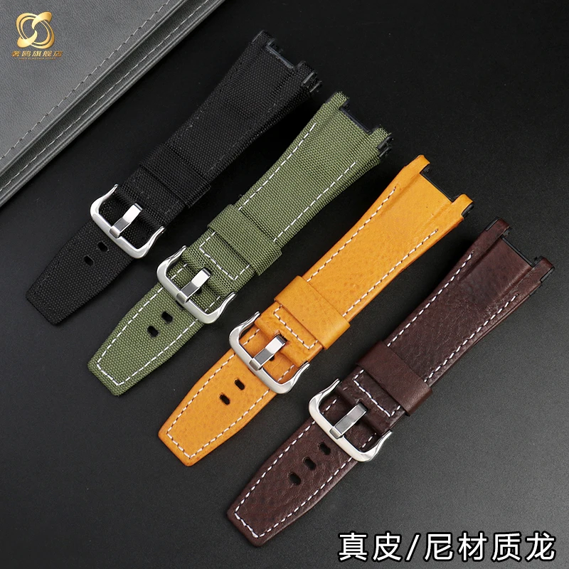 for Casio GST-S130/S110/S120/W130l/B100/W300 Strap Belt Genuine Leather Nylon Men\'s Watch Band Replacement bracelet Accessories