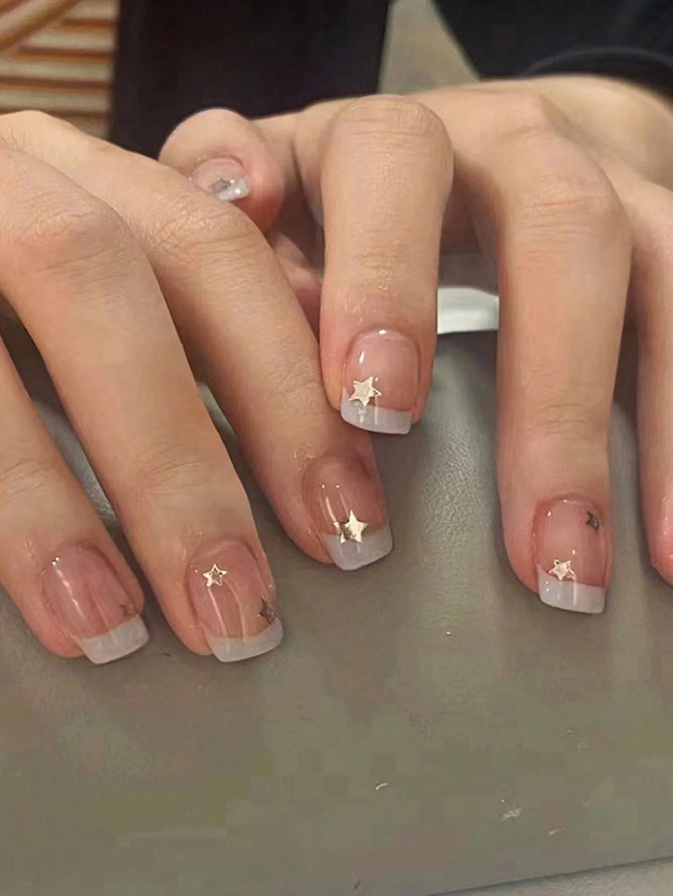 

24Pcs Short Sweet Star Nail Stickers, Glitter Bow Cute Full Cover Acrylic Nail Tips For Women, Daily Wear, Includes 1Pc Jelly Gel And 1Pc Nail File. The Jelly Gel Has Limited Durability, You Can Use Your Own Nail Glue To Make The Nails Last Longer. Suitab