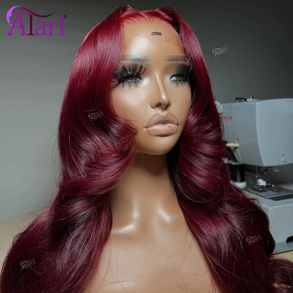 

99 Burgundy Human Hair Body Wave Wig Pre Plucked Transparent Colored Wig 13x4 13x6 Lace Frontal Brazilian Hair Wig for Women