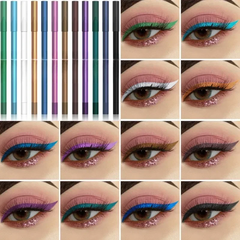 Delineador de ojos resistente al agua, maquillaje, Cosméticos de belleza, juego de lápices de larga duración, pigmentos de colores, 12 colores por caja