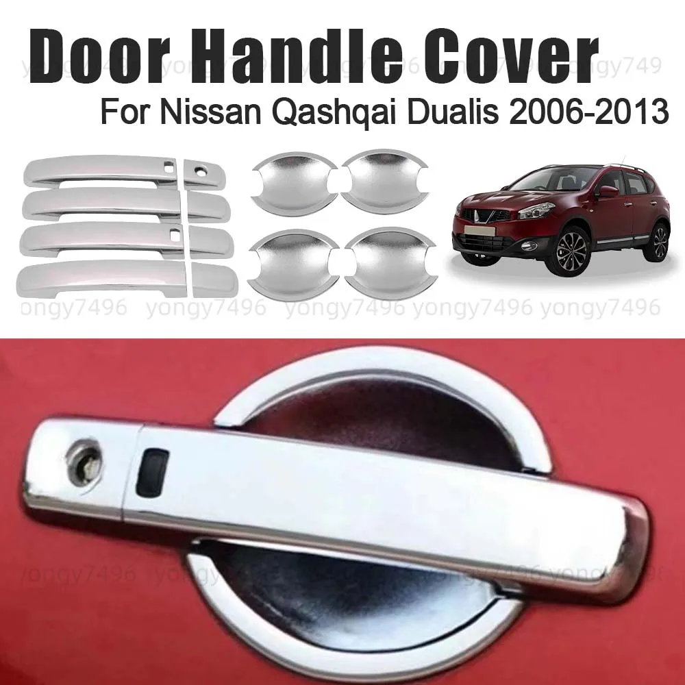 

Car Upgrade Door Handle Cover For Nissan Qashqai Dualis 2006-2013 Carbon Fiber Charred Black Chrome Silver Accessories Styling