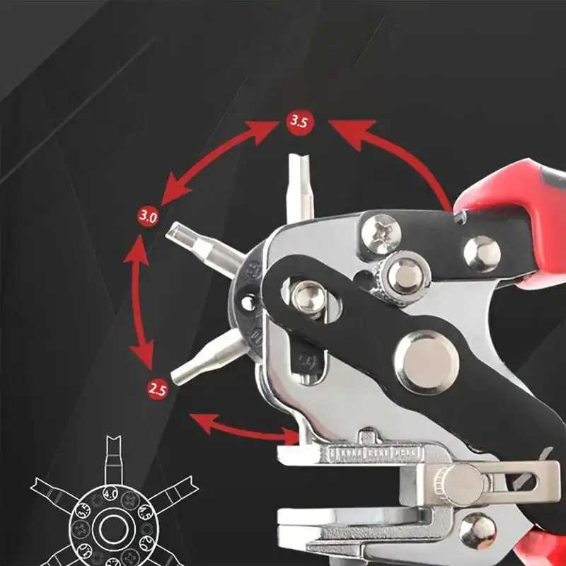 Heavy Duty Couro Belt Punch Tool, Furador para Artesanato, Ferramenta de Reparo de Couro, Rotary, Multi Buraco Tamanhos