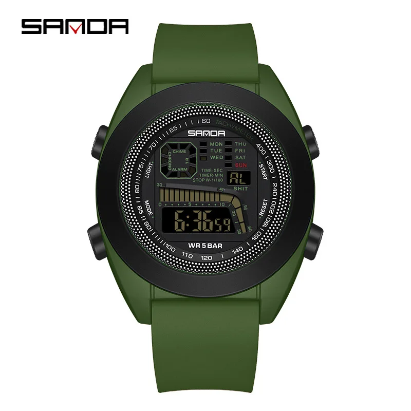 Fashion Sanda 9025 Single Core Electronic Multifunctional Silicone Tape Men's Outdoor Sports Led Digital Waterproof Wristwatches