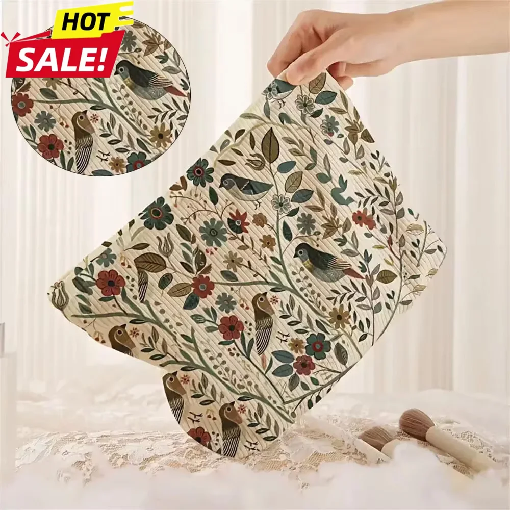 1 Uds. Bolsas de cosméticos con diseño de pájaro rama, bolsas de maquillaje para mujer, bolsa de almacenamiento de cosméticos de pana, bolsas de aseo portátiles para viajes y desplazamientos Entrega rápida 4-6 días Lle