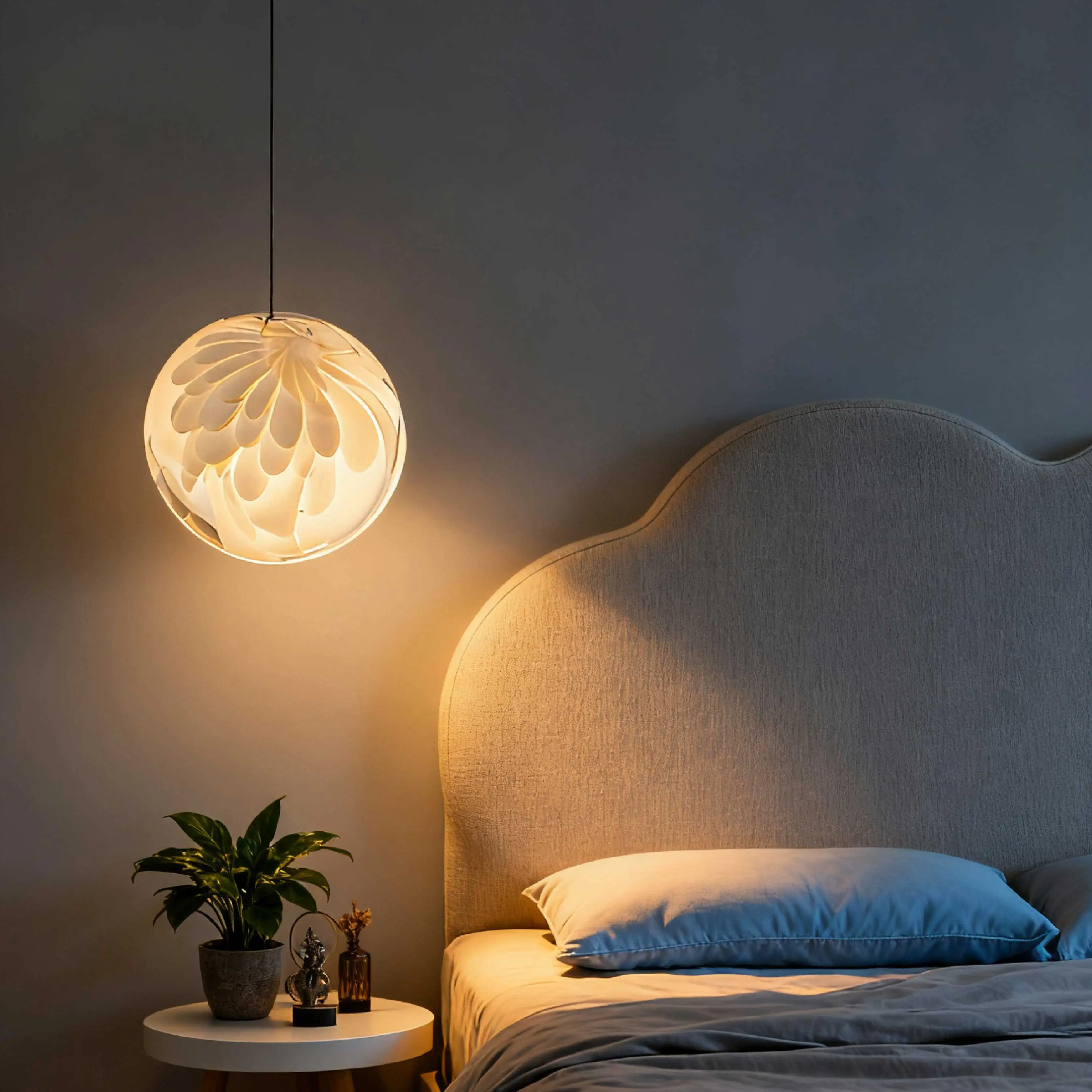 REVEN Modern Dimmable Chandelier Designer Glass Ball Aluminum Feather Texture Ceiling Light for Living Room Adjustable Height