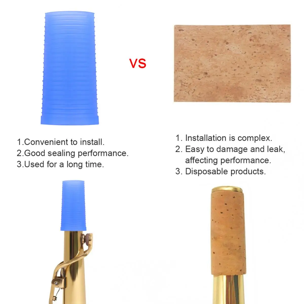 1pc Silicone Material Good Sealing Saxophone Neck Cork for Alto/Tenor/Soprano Saxophone, Long-term Use Saxophone Neck Joint Cork