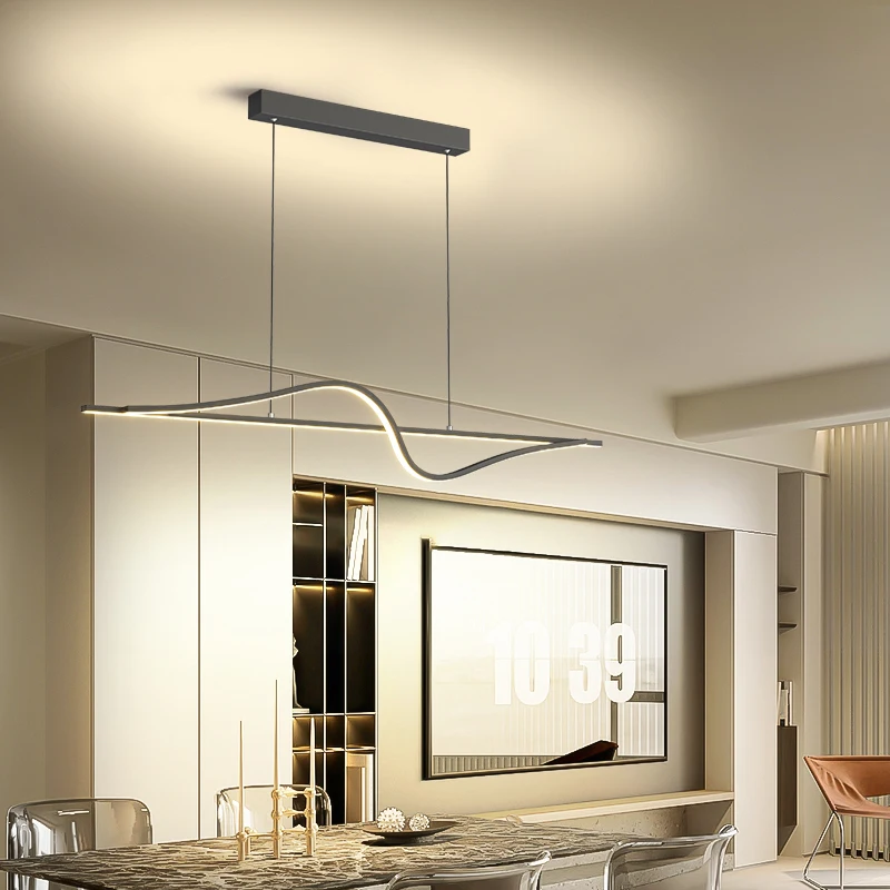 

Minimalist Restaurant Led Pendant Lights Nordic Modern Light Luxury Bar Table Chandelier Designer Strip Loft Decor Hang Lamp