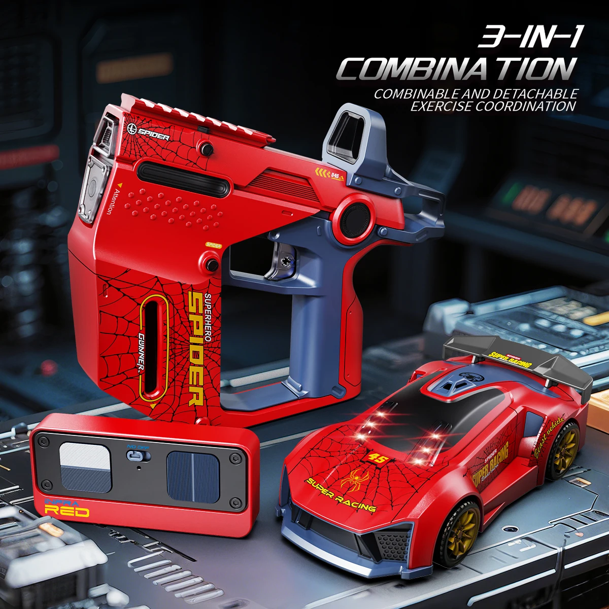 

9IMOD RC Racing Car 4CH 3IN1 2.4G IR Shooting Rollover 4-Point Blood Bar 7M Shooting Infrared gun interactive toy car for 2025